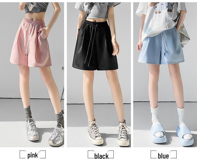 Women's 2025 Ice Silk High-Waisted Quick-Dry Wide-Leg Shorts