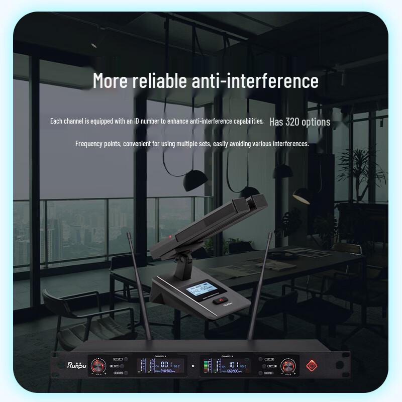 Runpu UHF Wireless Dual Gooseneck Conference Microphone System (CN Version)