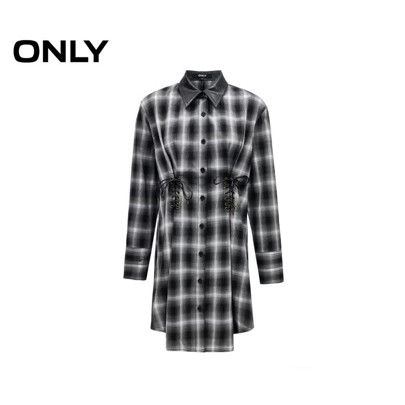 Only Women's Plaid Tie-Waist Long Shirt