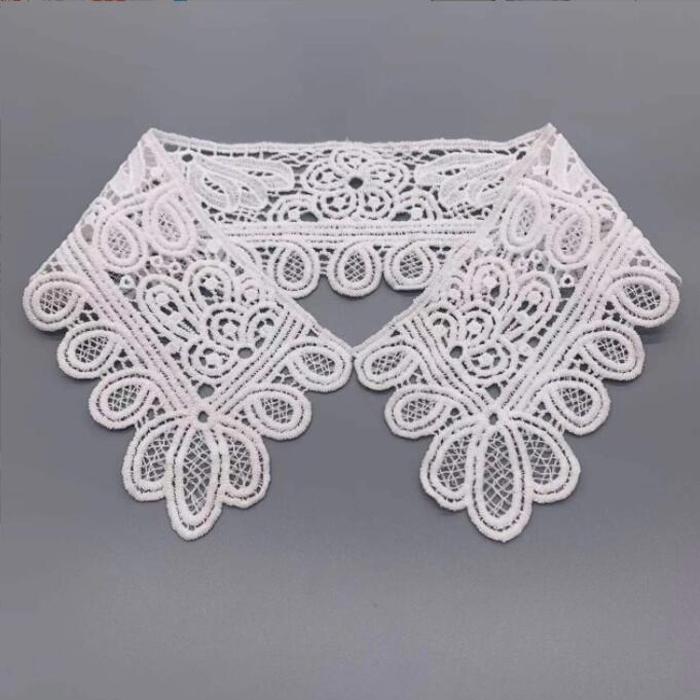 White Neckline Lace Collar Craft Sewing Fabric Venise Motif Applique Trims DIY Craft
