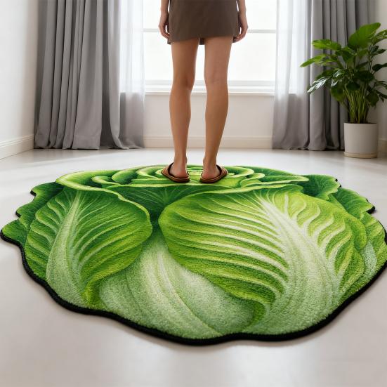 Yousheng Chinese Cabbage Floor Mat Non-Slip Absorbent Bathroom Rug 3D Visual Effect Cabbage Floor Rug for Entrance Living Room Kitchen