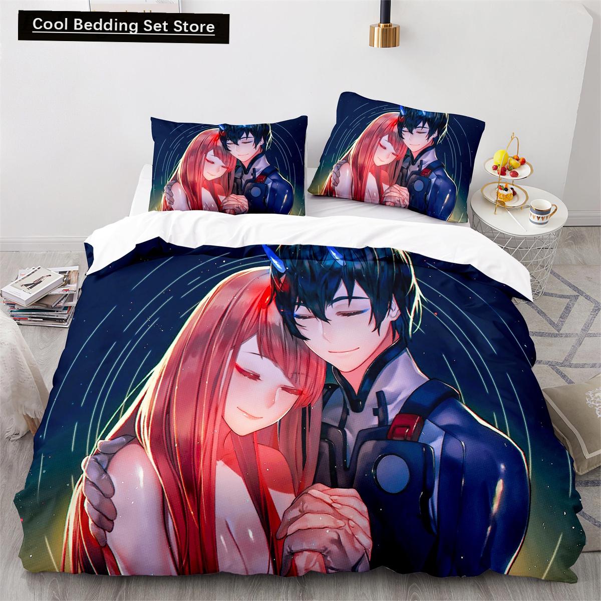 

Дорогий В аніме Darling In the Franxx Набір підодіяльників з наволочками Поліестер Підлітковий Дитячий Постільний Набір Повний Квін Кінґ Розмір Постільна білизна EU Single(135*200cm)3pcs