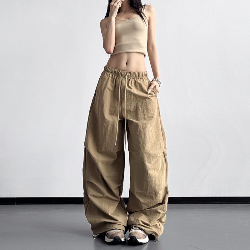Women's Pink High-Waisted Wide-Leg Pleated Pants - Spring/Autumn 2026 Loose Fit Casual Style