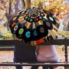 1PC Music Records Umbrella Portable Folding Umbrella Iron Frame Hole Bone Structure Outdoor Home Umbrella A7
