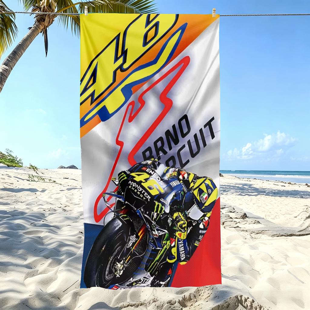 1 Stück V-Valentino R-Rossi 46 Motogp Strandtuch Mikrofaser Weich Schnelltrocknend Vr46 Racing Print Badetuch Für Fans Schwimmen Outdoor