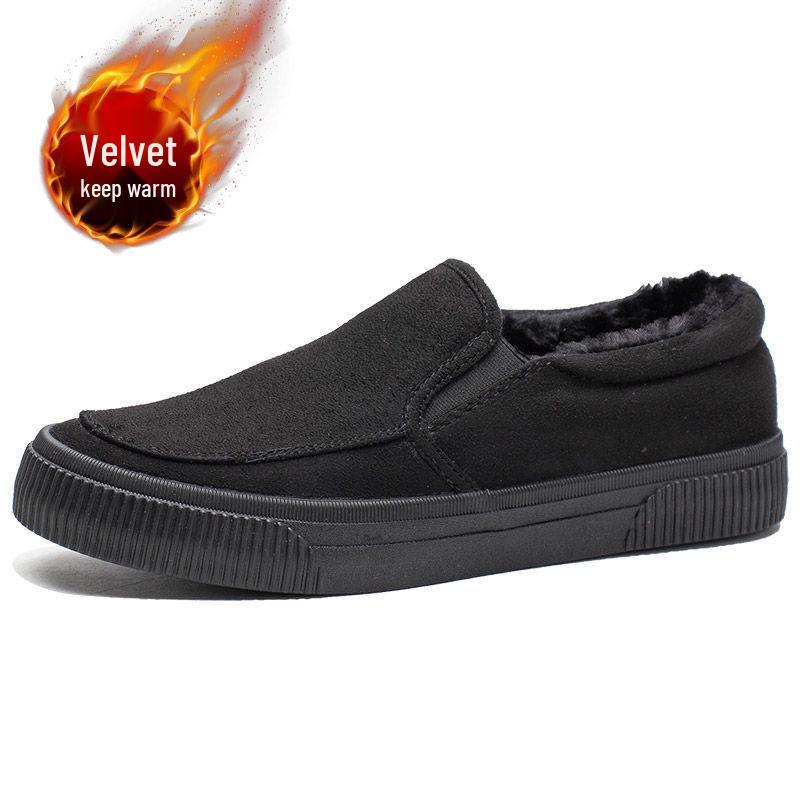 

Мужские зимние парусиновые лоферы на флисовой подкладке - Слипоны, Теплая повседневная обувь Size 38