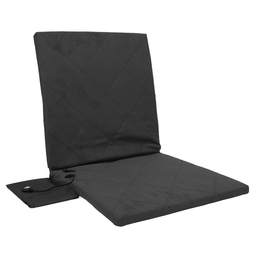 Outdoor Heated Cushion Portable Cold Resistant Electric Warm Chair Cover for Camping Fishing Hiking Black