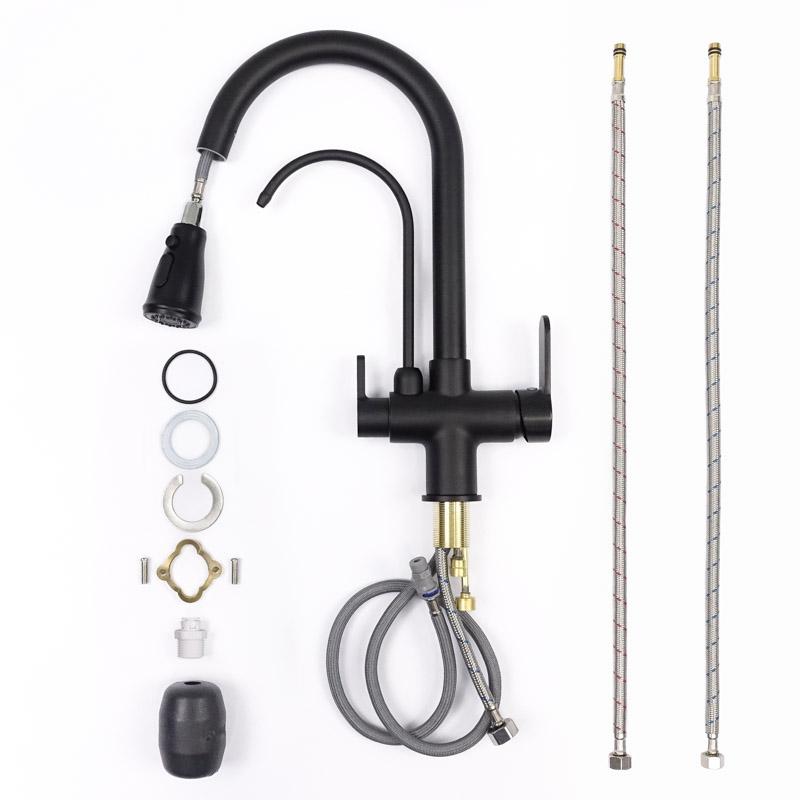 Black DOUBLE freestanding kitchen tap