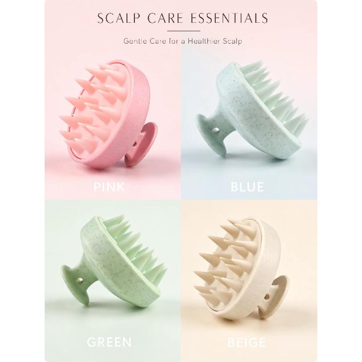 Soft Silicone Scalp Massager Shampoo Brush Wheat Straw Handle Hair Washing Comb Anti Dandruff Head Massage Brush For Home Travel