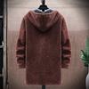 Suéter con capucha Otoño Invierno Espesar Manga Larga Cordón Forro de Felpa Longitud Media Chaqueta de Punto Ropa de Calle