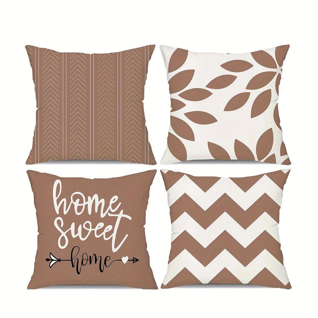 Brown Geometric Printed Pillowcase Modern Minimalist Home Furnishing Room Decoration Living Room Sofa Chair Cushion Cover
