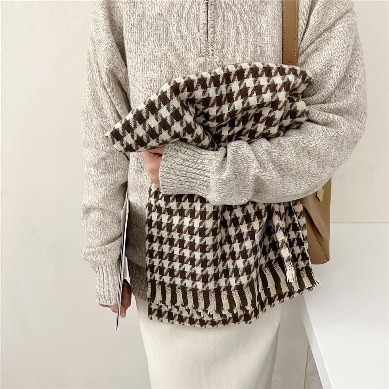 New Qiandongge scarf women's versatile warm scarf imitation cashmere scarf plaid thick autumn and winter scarf