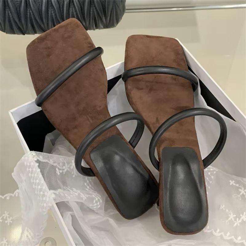 Eilyken Summer Square Toe Woman Slippers Pumps Design Narrow Band Strange Low Heels Female Shoes Zapatos De Mujer