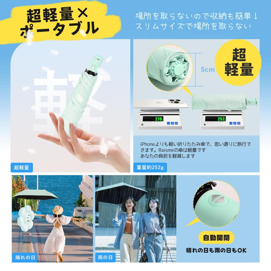 This parasol folds in 5 perfect for both sunny and rainy weighing just it offers UV complete light and heat It also features automatic opening and and