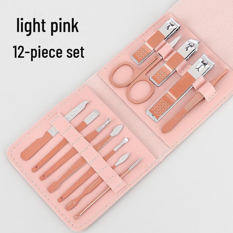 Foldable 12-Piece Matcha Green Manicure Nail Tool Set