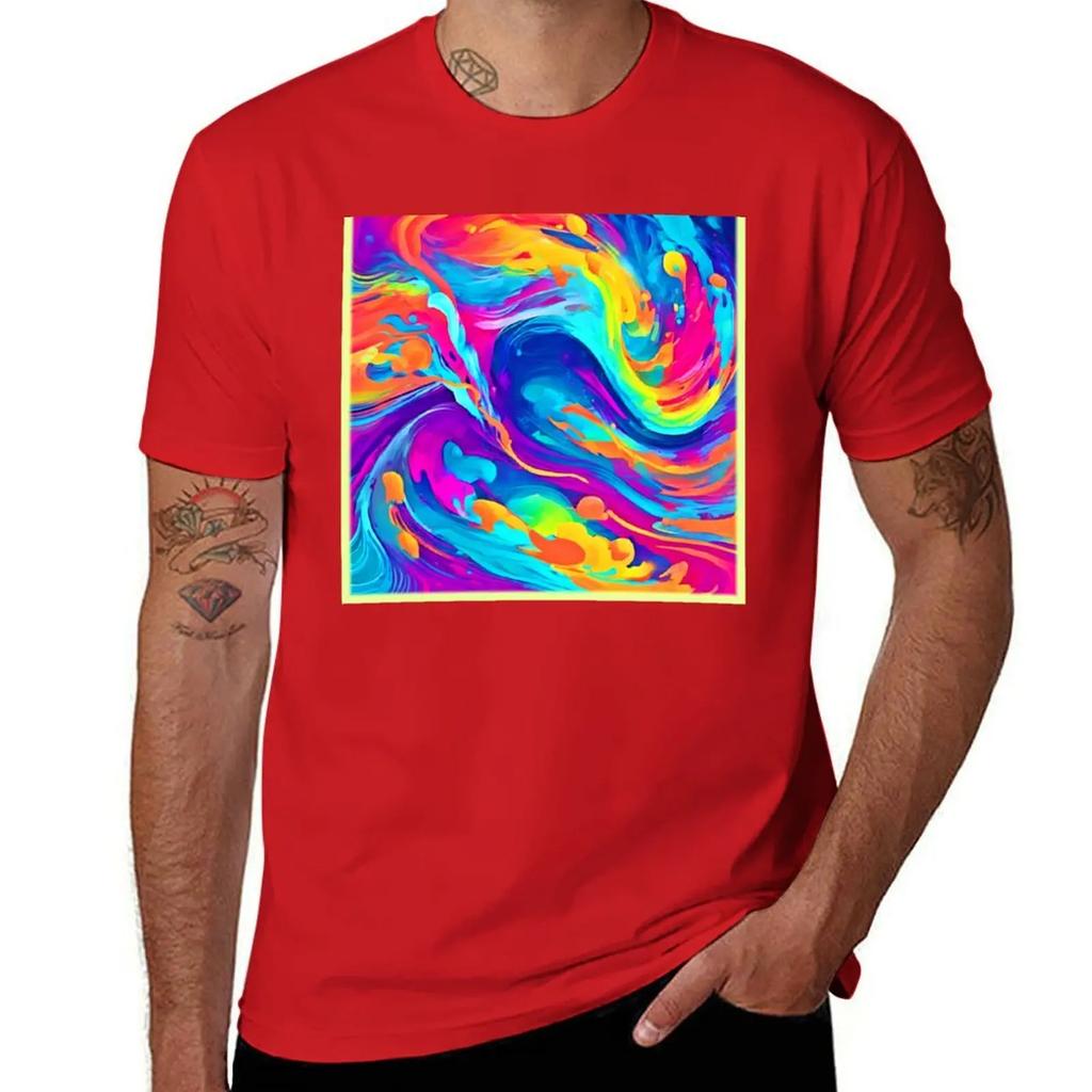 Abstract Badist Art: Vibrant Colors T-shirt summer top anime fitted t shirts for men