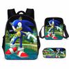 Cartoon Sonic Backpack, Primary And Secondary School Schoolbag, Messenger Bag, Pencil Case Three-Piece Set