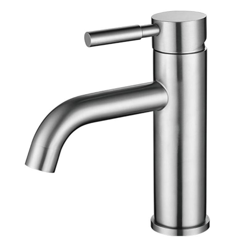 Zhi Shi 304 Stainless Steel Single-Handle Bathroom Faucet with Curved Spout