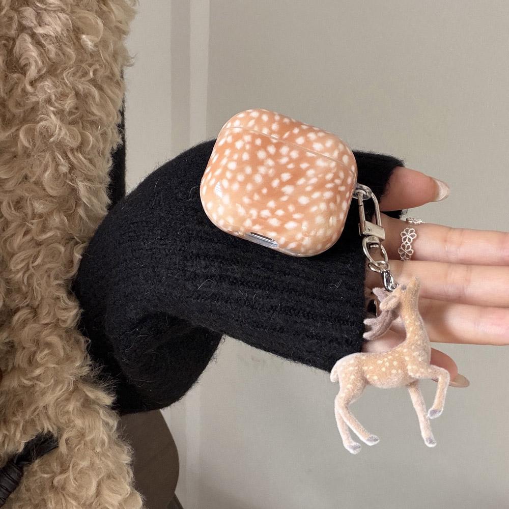 Nieuwjaar Schattig Herten Eland Patroon Oortelefoonhoesje Voor Apple Airpods Pro 2 3 4 Pro2 Pro3 Draadloze Headset Cover Zacht Hoesje met Hanger For AirPods 4 black