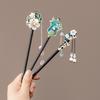 Retro Chinese Style Hairpin For Women Elegant Wooden Flower Tassel Hair Stick Vintage Jewelry Hair Accessory Girls Hairpins