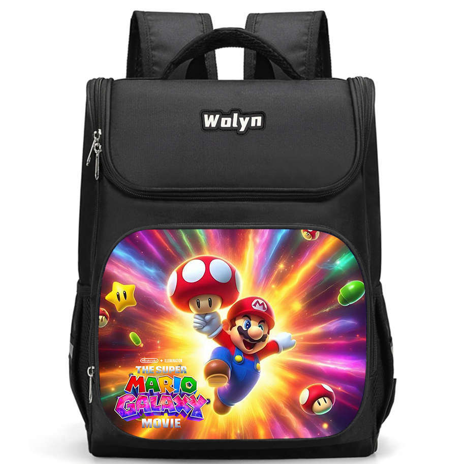 Der Super Mario Galaxy Film Strapazierfähiger Rucksack mit mehreren Fächern für Schulkinder Mit atmungsaktiven Air-Cushion-Trägern