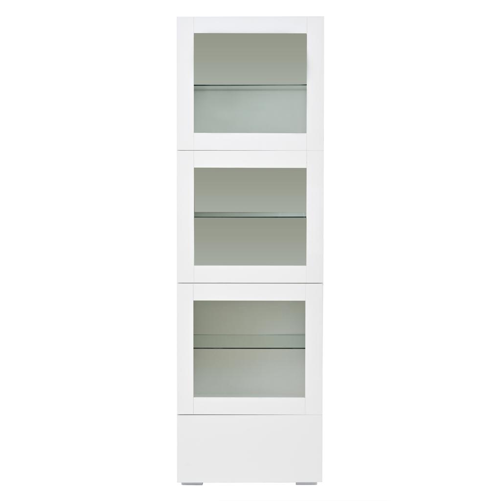 Vetrina 60*40*173cm con Porta in Acrilico, Finitura Lucida, Illuminazione LED, 3 Ripiani in Vetro, Bianco