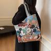 2025 Embroidered Cartoon Canvas Tote: Large Capacity Women's Casual Shoulder Handbag