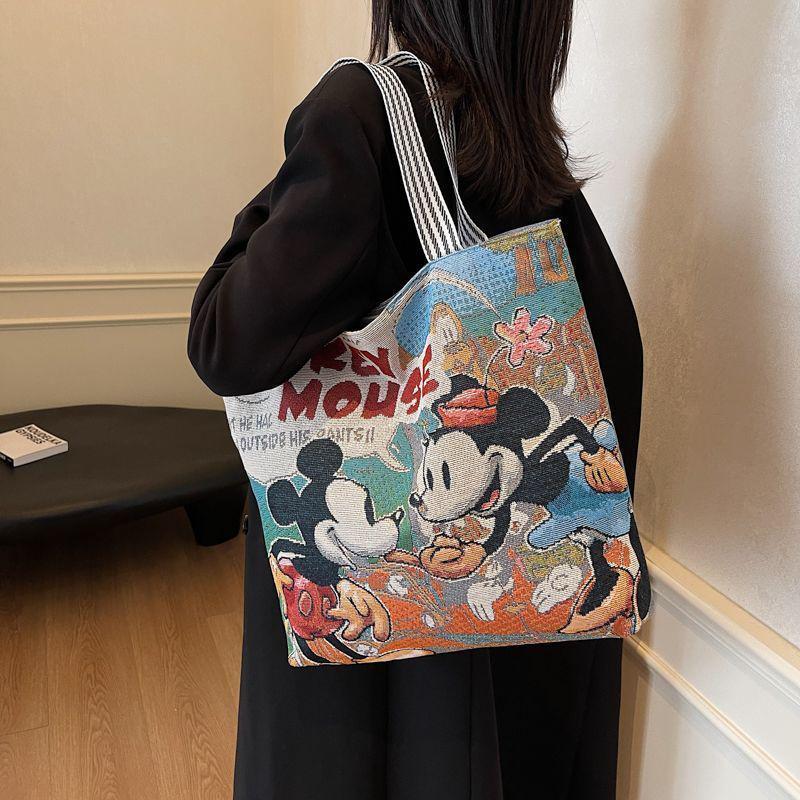 2025 Embroidered Cartoon Canvas Tote: Large Capacity Women's Casual Shoulder Handbag