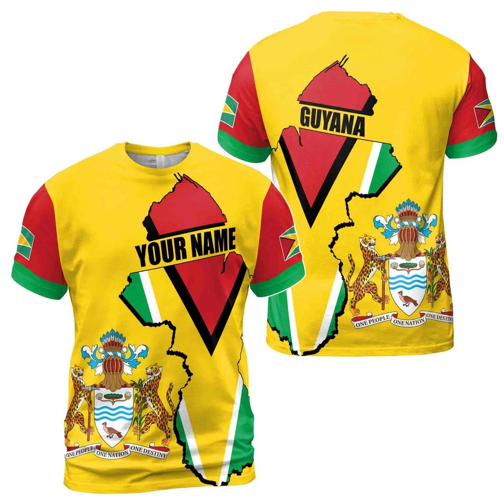 Fashion Guyana Flag Graphic T Shirts Maillot Football Summer Casual 3D Print Mens Sports Jersey Loose Quick Dry Breath Tees Tops