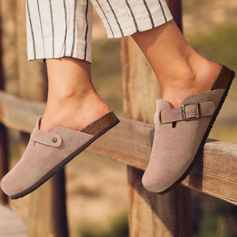 Fashion Litfun New Men's Clogs Genuine Suede Mules Slippers Fashion Men's Cork Sandals With Arch Support Classic Men Cork Footbed Clogs