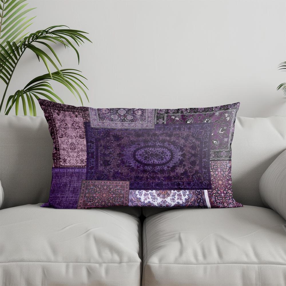 Home Decor Exotic Purple Patterned Pillowcase Suitable For Sofa Bedroom Car Pillow Cover Cushion Rectangular Back Cushion