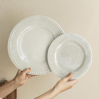 Straw Hat Plate, High-Grade Floating Bead Plate, Pasta Plate, Ceramic Plate, Household Round Plate, Vegetable Plate, High Temperature Resistant Plate