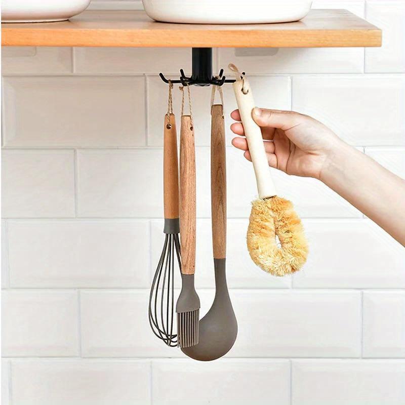 1Pc Plastic Hook 360 Degrees Rotated Kitchen Hooks Self Adhesive Hook Home Wall Door Hook Handbag Clothes Ties Bag Hanger Hanging Rack