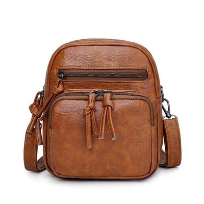 Vintage Crossbody Bags for Women Double Compartments Shoulder Bag Soft PU Leather Handbag Large Capacity