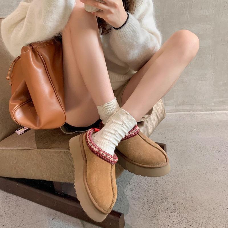 Fleece and Thickened Bag Head Slippers for Women To Wear New Lazy People with Warm Fluffy Shoes