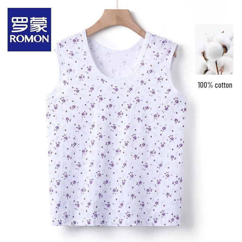 ROMON Women s Pure Cotton Wide-Shoulder Tank Top 5XL