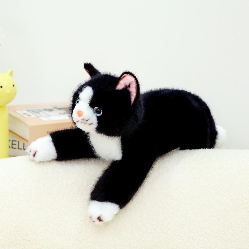 Soft Lying Model Simulation Cat Plush Toy Cute Kitten Doll Children Soothing Company Throw Pillow Rag Doll