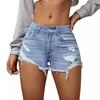 Moda Yırtık Ham Kenarlı Jean Şort Kadın Yaz Seksi Skinny Kalça Örtücü Pantolon Kore Yüksek Bel Zayıflatıcı Denim Şort