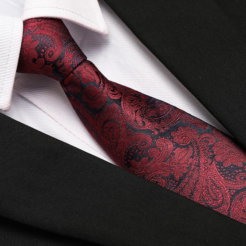 Men'S Formal Wedding Business Tie 8Cm Groom Wedding Banquet Burgundy Tie Hand Zipper Men And Women