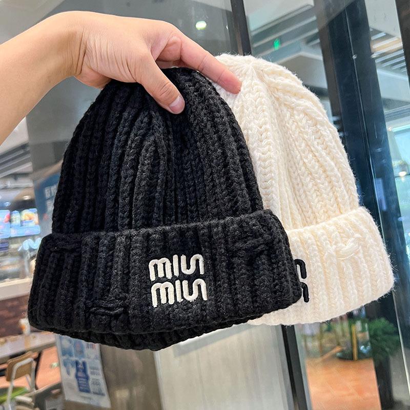 New Trendy Letter Embroidered Knitted Hat for Women in Autumn and Winter Warm Ear Protection Hat Showing Face Small Baotou Cold Hat