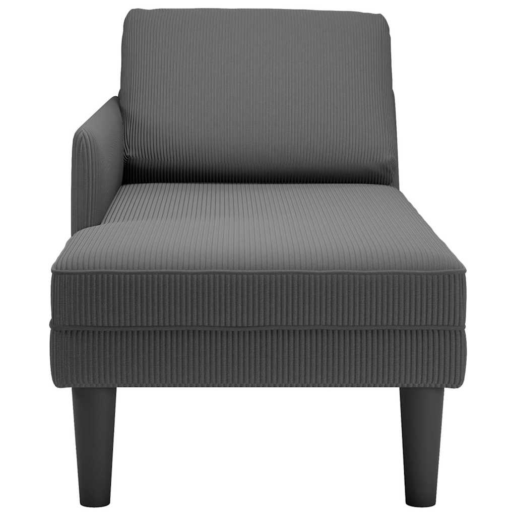 Chaise longue in tessuto a coste grigio scuro con cuscino