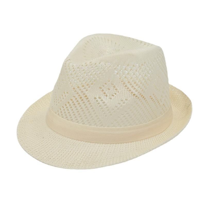 Men'S Casual Straw Top Hat Summer Outdoor Sun Protection Hollow Sun Hat Small Brim Business Versatile Breathable Jazz Hat