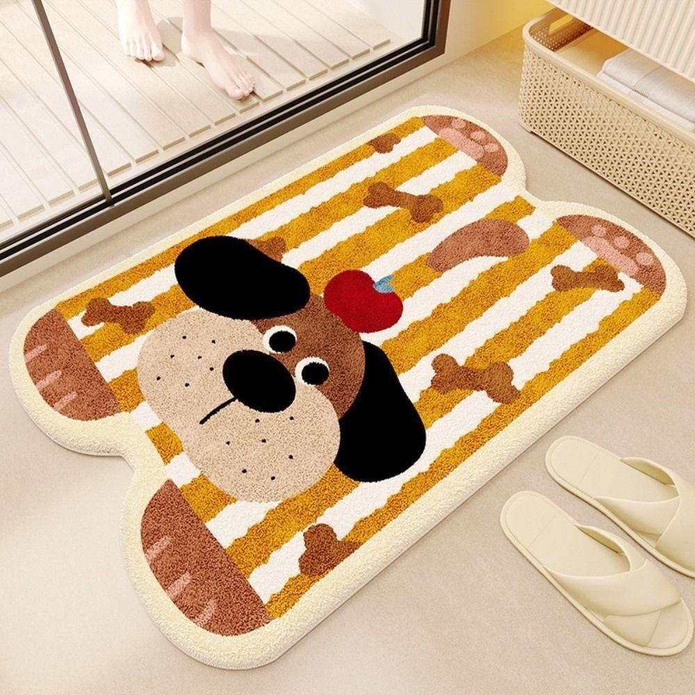 Material Bathroom Floor Mat Cartoon Design Water Absorption Foot Mat Irregular Shaped Non-Slip Toilet Carpet Bathroom Use