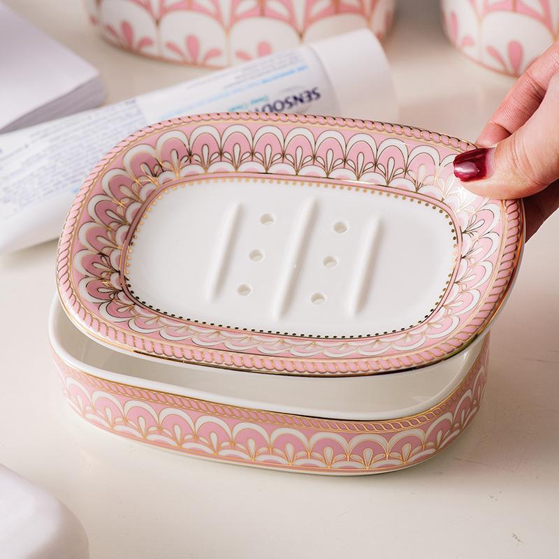 Ensemble de cinq pièces pour lavabo de salle de bain en céramique tasse à bain de bouche en céramique articles de salle de bain accessoires de salle de bain distributeur de savon distributeur de gobelets