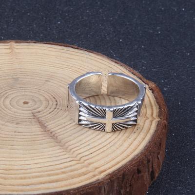 Silver-plated Vintage Stainless Steel Viking Ring Men's Personalized Trendy Cool Adjustable Ring Fashion Jewelry