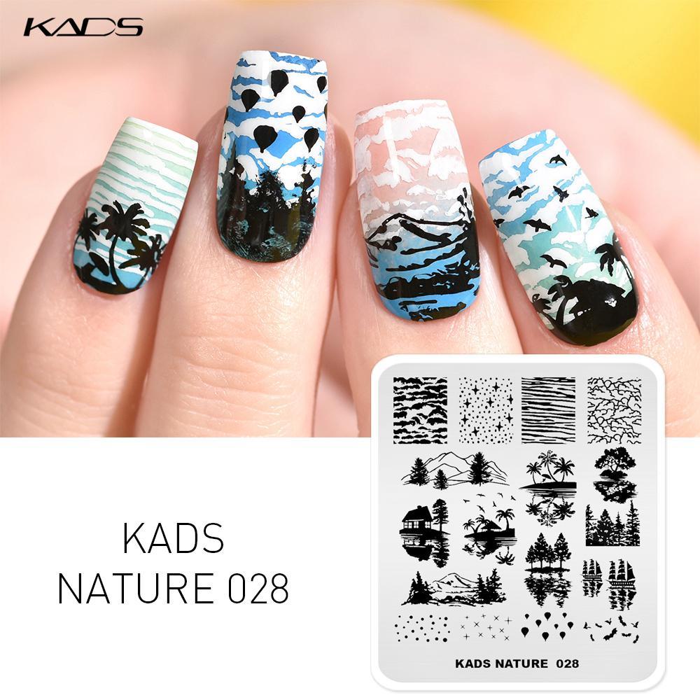 kads Stempelplatte Natur 028 Naturlandschaft Bildvorlagen Schablone Nagelvorlagen Maniküre Stamper Nail Art Druckwerkzeug