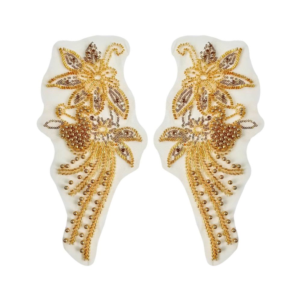 Mesh Fabric Clothing Applique Handmade Nail Beads Patch Repair Clothes Patches  Women Clothes