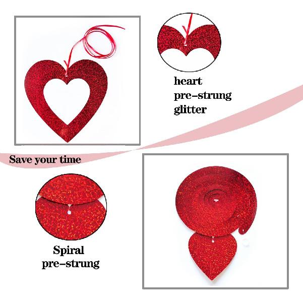 48 Pcs Valentine's Day Decorations Glitter Heart Hanging Swirls,Hanging Love Heart Swirls Wedding Party Supplies Decorations, Anniversary, Ceiling