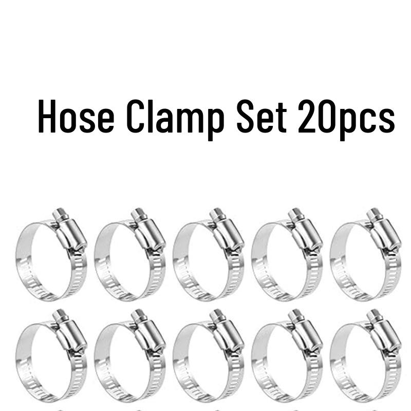 Stainless Steel Hose Clamp Set, Rustproof, American Style, 20pcs Bagged