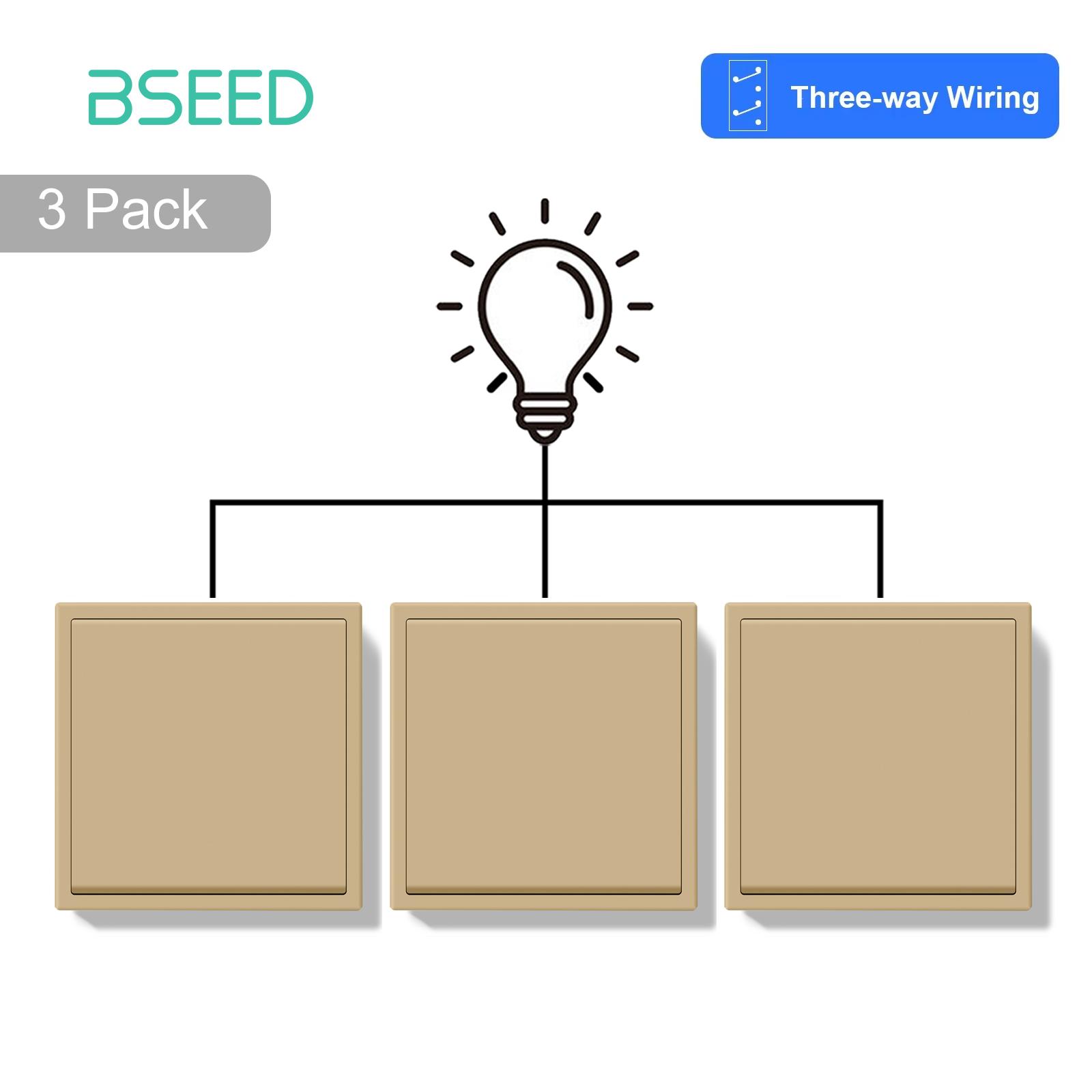 BSEED 1-клавишные 3-позиционные механические кнопочные выключатели света на стену EU стандарт 80мм*80мм пластиковая рамка 3 штуки 10А EU standard